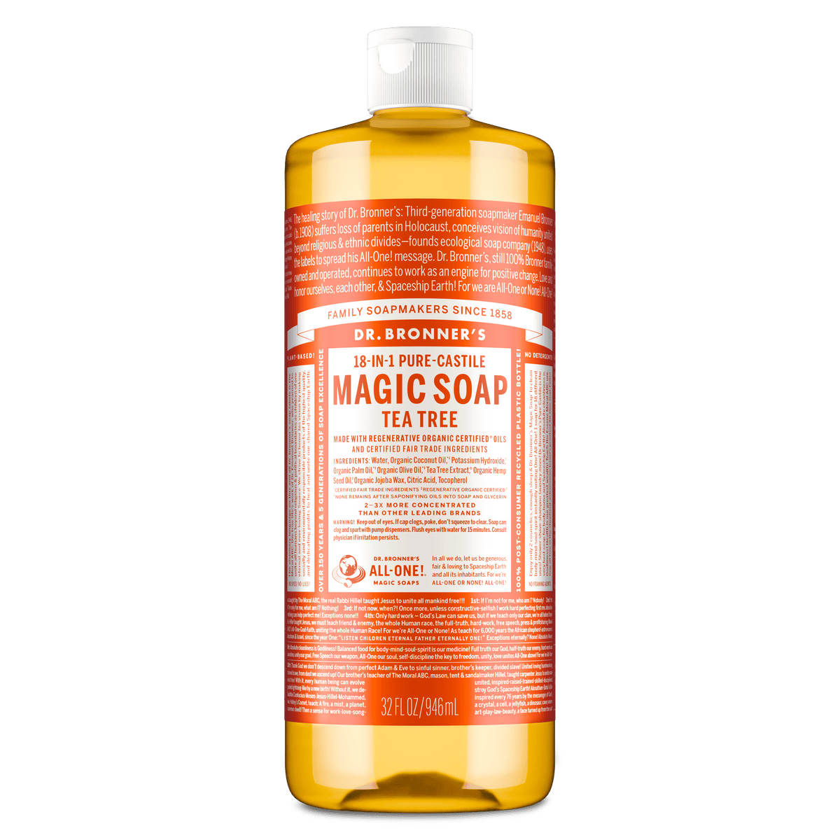 Dr.Bronner's Magic Soap, Tea Tree, Pure-Castile Body Wash Liquid Soap, 32 fl oz