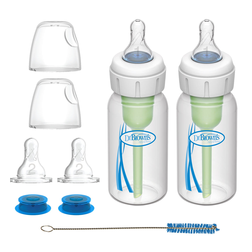 Dr. Brown's Specialty Feeding System, Narrow Baby Bottle, Infant-Paced Feeding, 4oz/120ml, 2 Pack