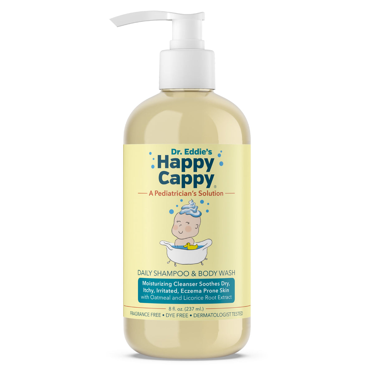 Dr. Eddie's Happy Cappy Daily Shampoo & Body Wash for Dry, Itchy, Sensitive, Eczema-Prone Skin, 8 oz