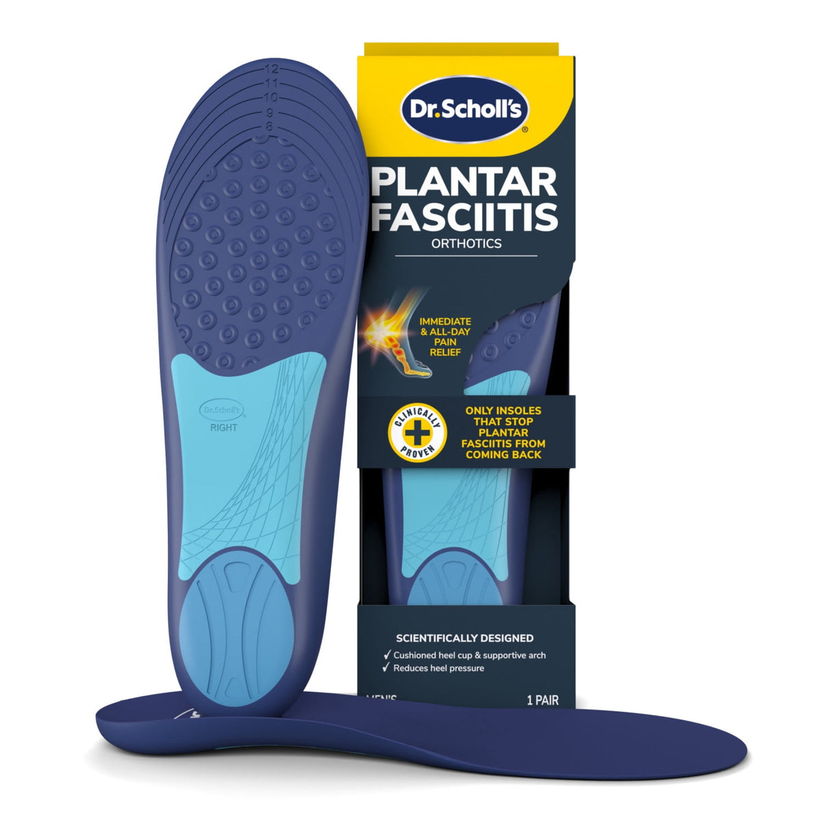 Dr. Scholl’s Plantar Fasciitis Pain Relief Insoles with Arch Support, Men Shoe Sizes 8-13, 1 Pair