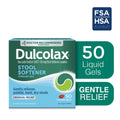 Dulcolax Stool Softener Laxative Liquid Gel Capsules, Gentle Constipation Relief for Hard, Dry Stools, Docusate Sodium 100 mg, 50 Count
