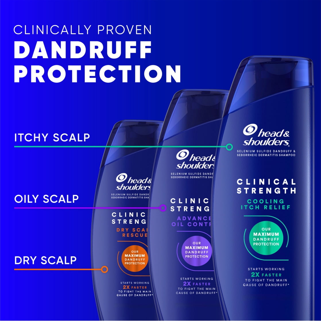 Head and Shoulders Dandruff Shampoo Twin Pack, Clinical Strength Dry Scalp Rescue, with 1% Selenium Sulfide, 13.5 fl oz