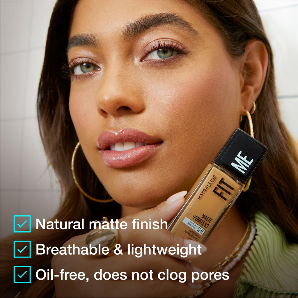 Maybelline Fit Me Matte + Poreless Liquid Foundation Makeup, Mocha, 1 fl. oz.