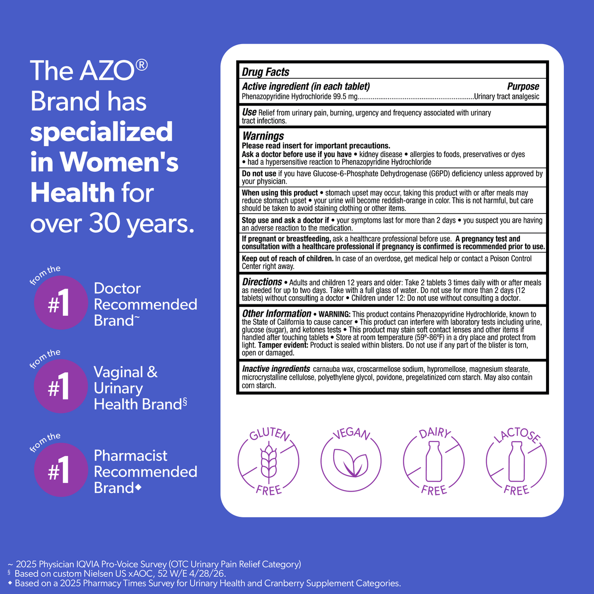 AZO Urinary Pain Relief Maximum Strength Tablets, Promotes Fast Relief for UTI Pain & Burning, FSA/HSA Eligible, 24 Count