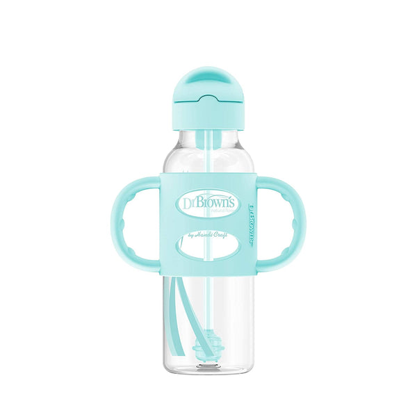 Dr. Brown's Milestones Sippy Straw Bottle with Silicone Handles - Green/Gray - 2pk