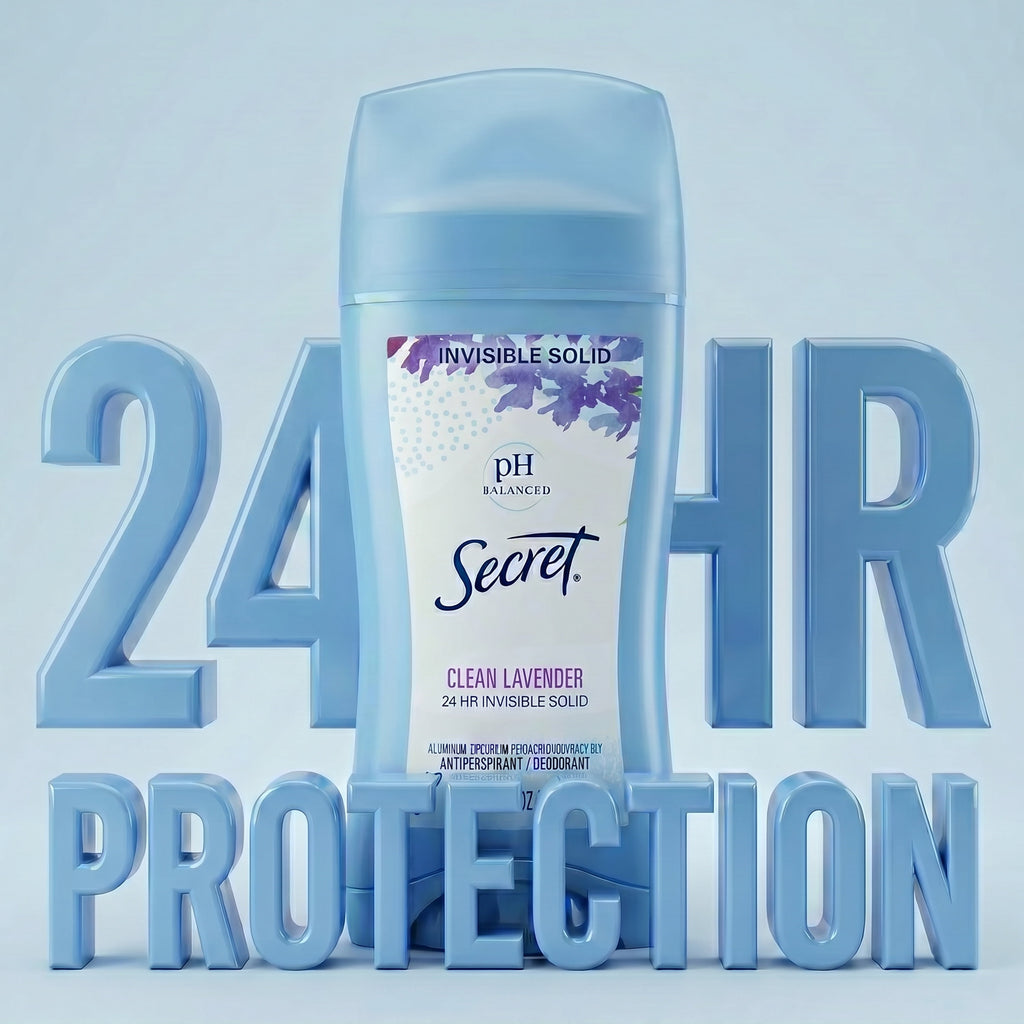 Secret Invisible Solid Antiperspirant Deodorant, Clean Lavender, 2.6 oz, Twin Pack