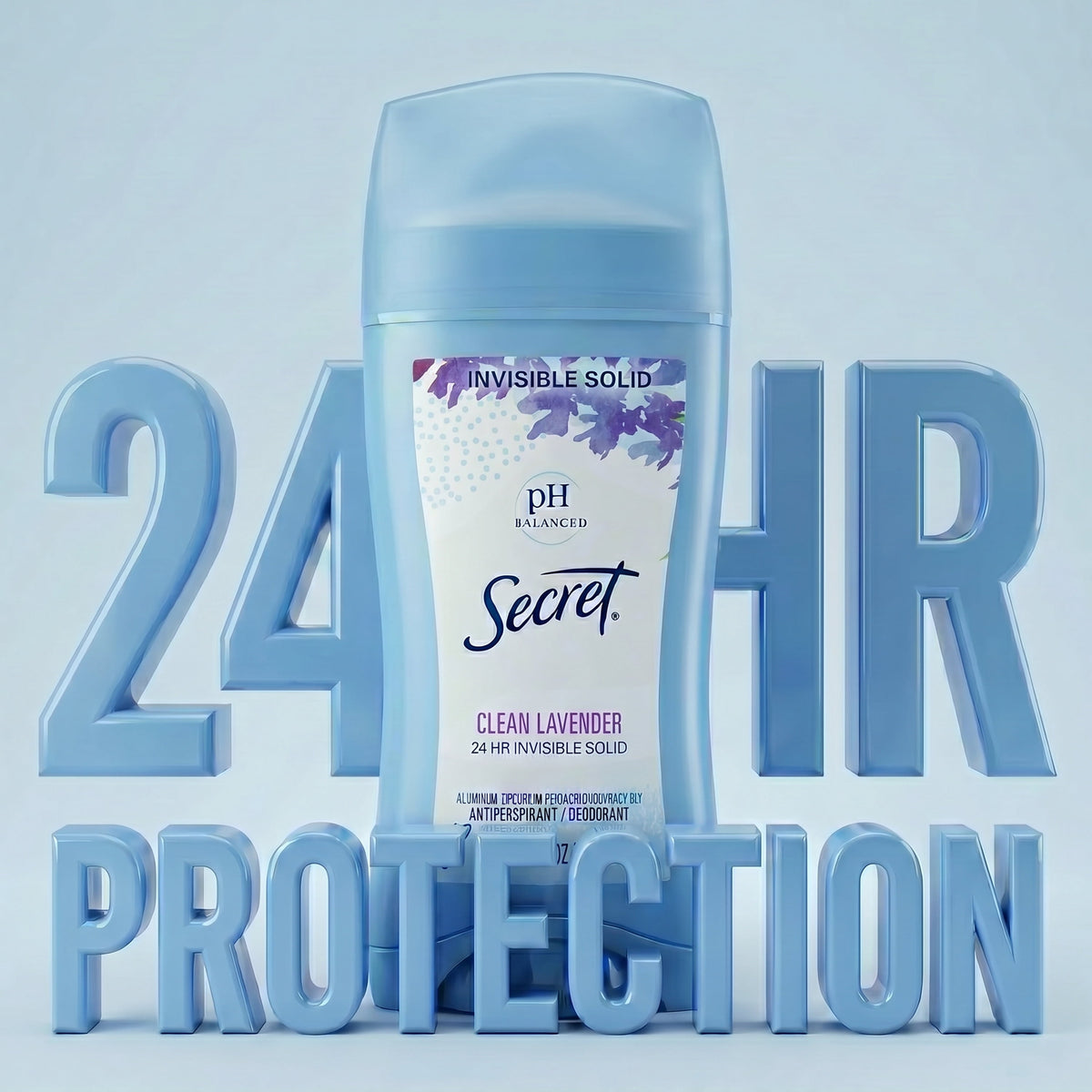 Secret Invisible Solid Antiperspirant Deodorant, Clean Lavender, 2.6 oz, Twin Pack