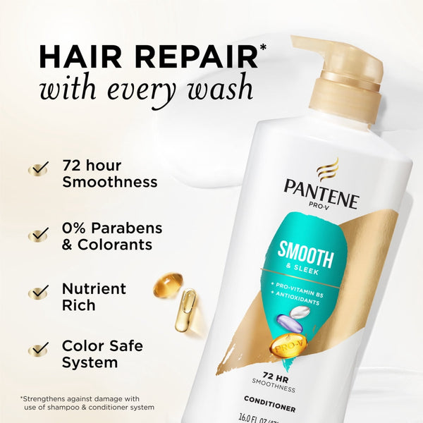 Pantene Pro-V Conditioner Smooth and Sleek, Shine Enhancing, 16.0 fl oz
