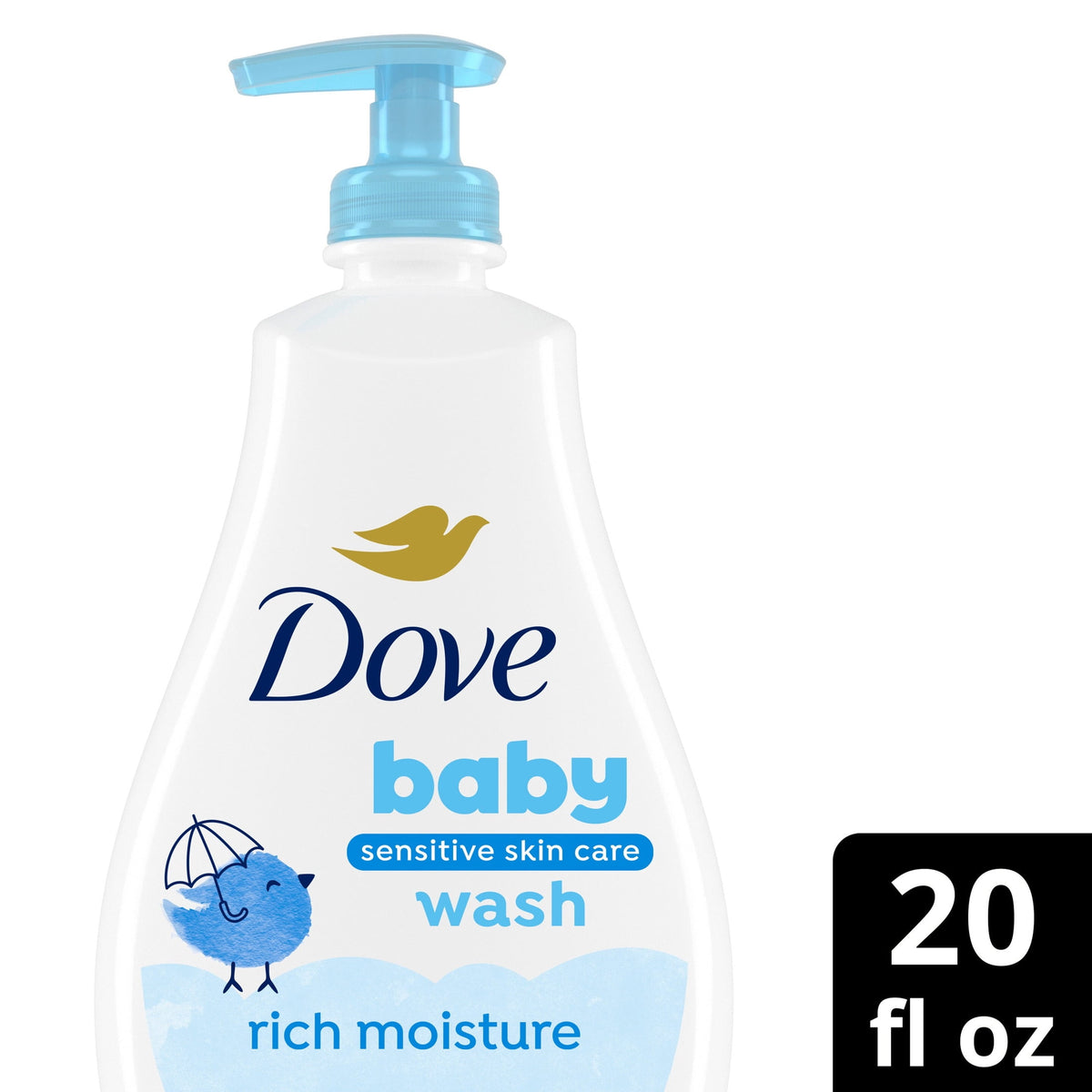 Baby Dove Sensitive Skin Care Baby Wash For Baby Bath Time Rich Moisture Tear-Free and Hypoallergenic, 20 Fl Oz