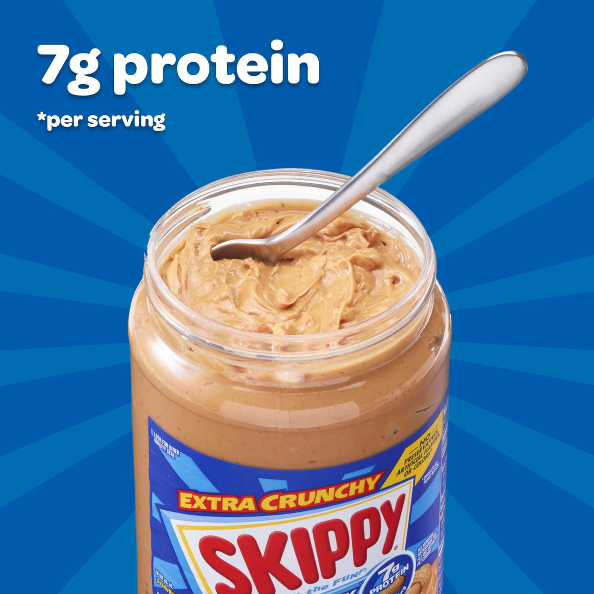 SKIPPY SUPER CHUNK Peanut Butter, 7 g Protein Per Serving, Shelf-Stable, 16.3 oz Plastic Jar