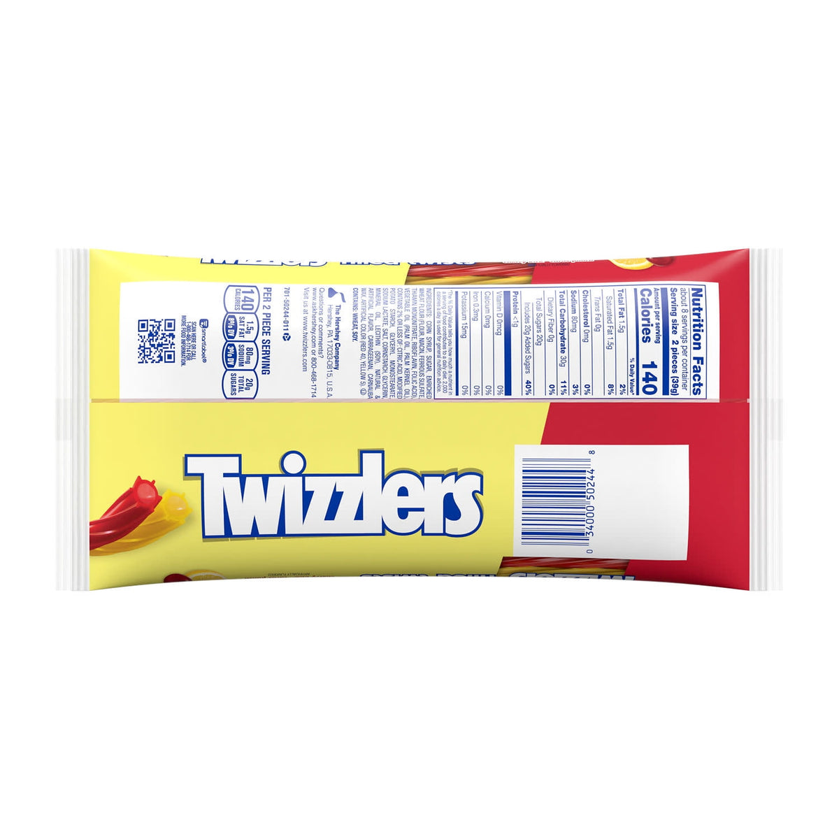 Twizzlers Filled Twists Sweet & Sour Flavored Licorice Style Chewy Candy, Bag 11 oz