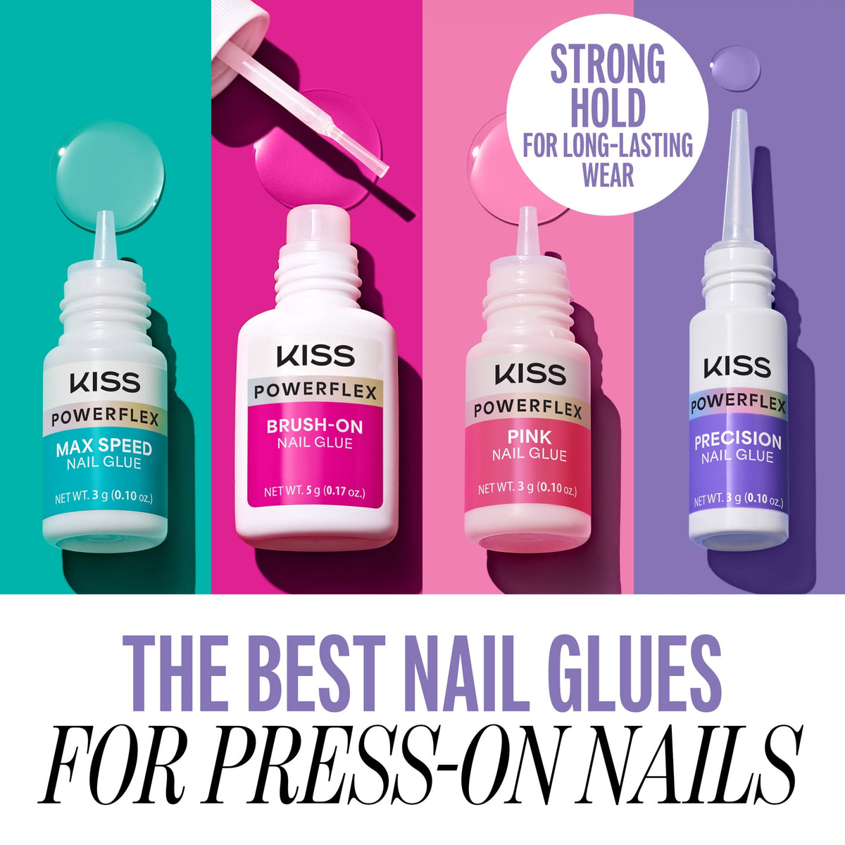 Kiss PowerFlex Ultra Hold Precision Squeeze-On Nail Glue, 0.1 oz Bottle