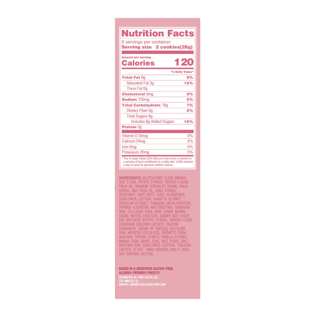 Free To Eat Confetti Cookies, Allergen-Free Gluten-Free & Vegan, 6 oz