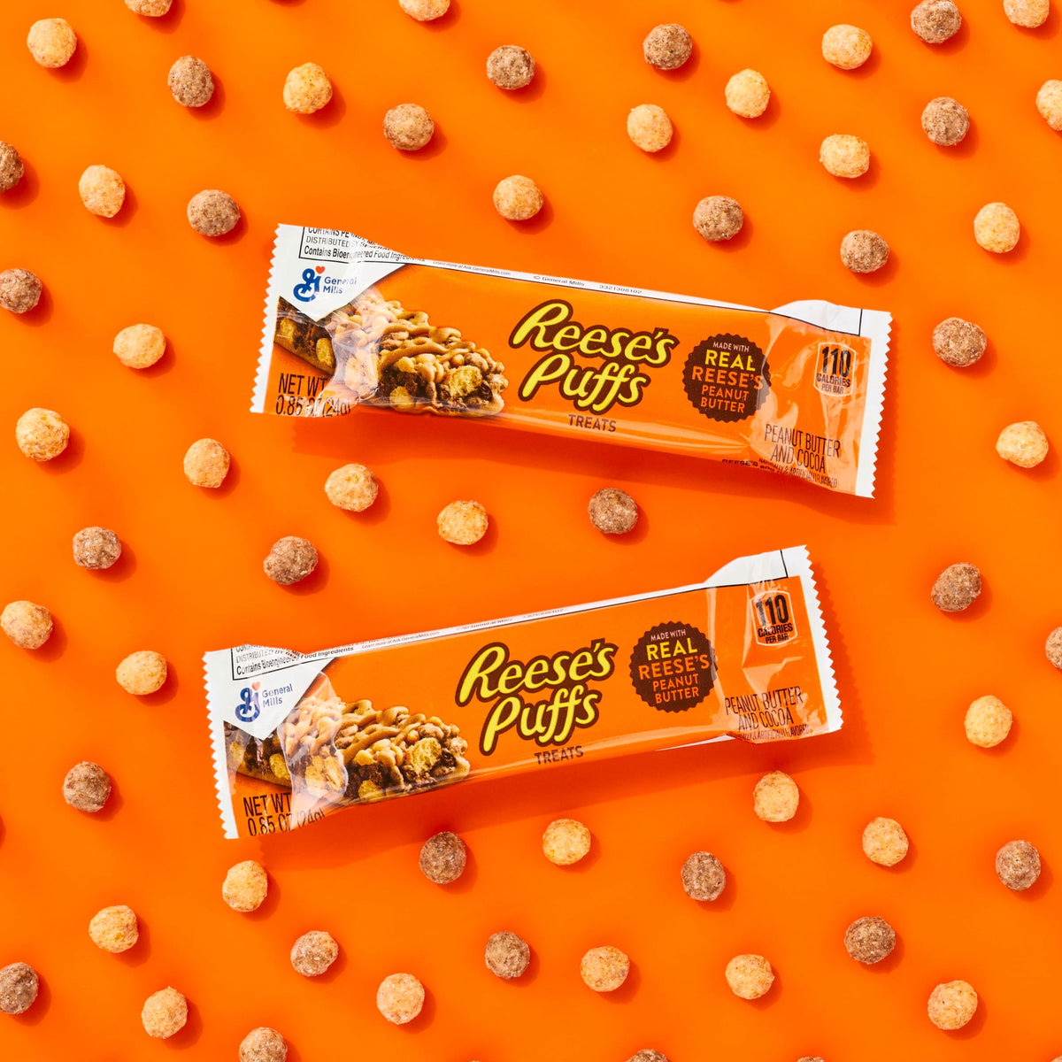 REESE'S Puffs Cereal Treat Bars, Peanut Butter and Cocoa, Value Pack, 16 Count, 13.6 oz