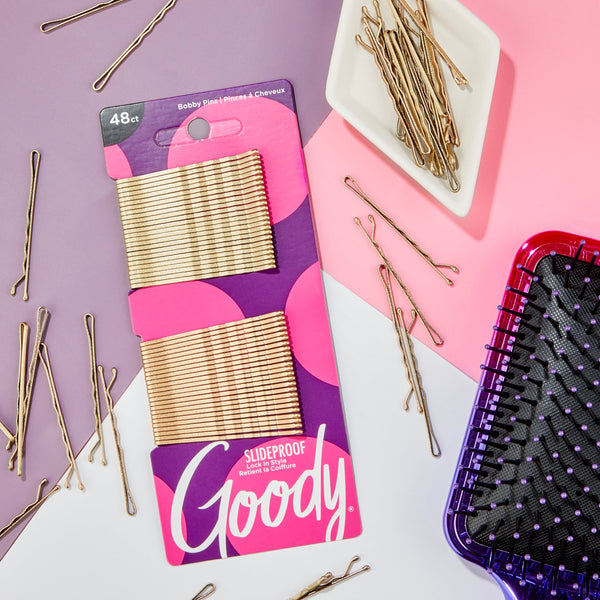Goody Blonde Bobby Pins, Slide Proof Grip Comfort Tip, Pain Free Wear, Blonde, 48Ct