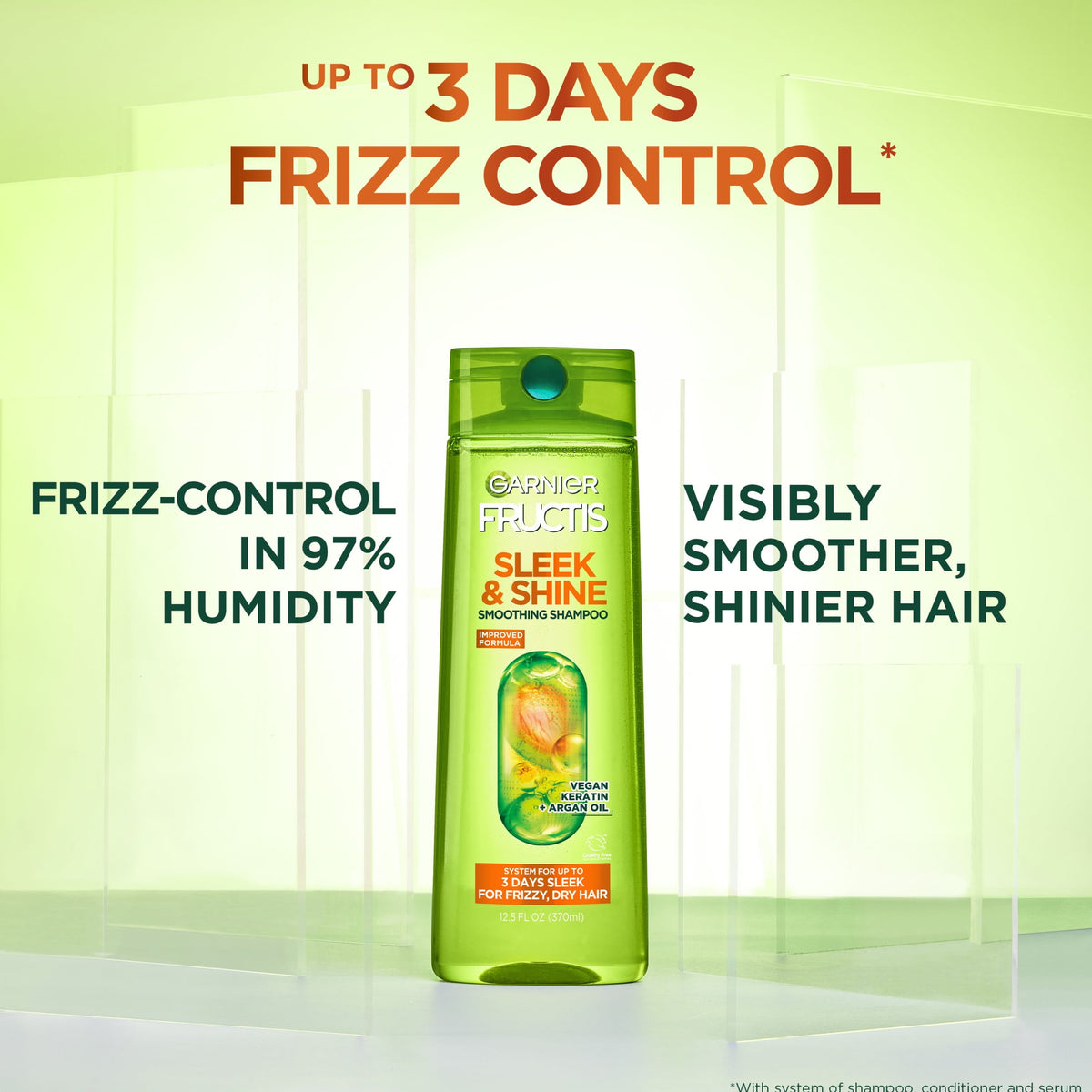 Garnier Fructis Sleek & Shine Fortifying Shampoo for Frizzy, Dry Hair, 3 fl oz