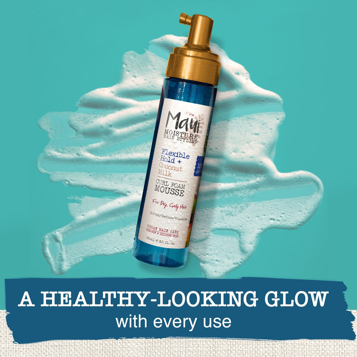 Maui Moisture flexible Hold + Coconut Milk Curl Foam Mousse, Curly Hair Styling, 8.5 fl oz