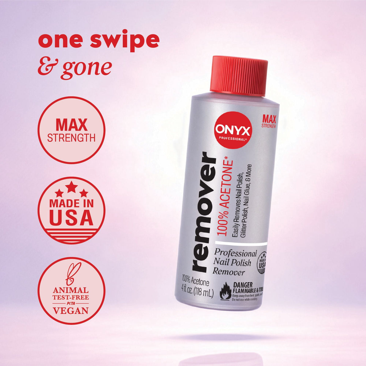 ONYX Professional 100% Acetone* Nail Polish Remover  4 fl oz