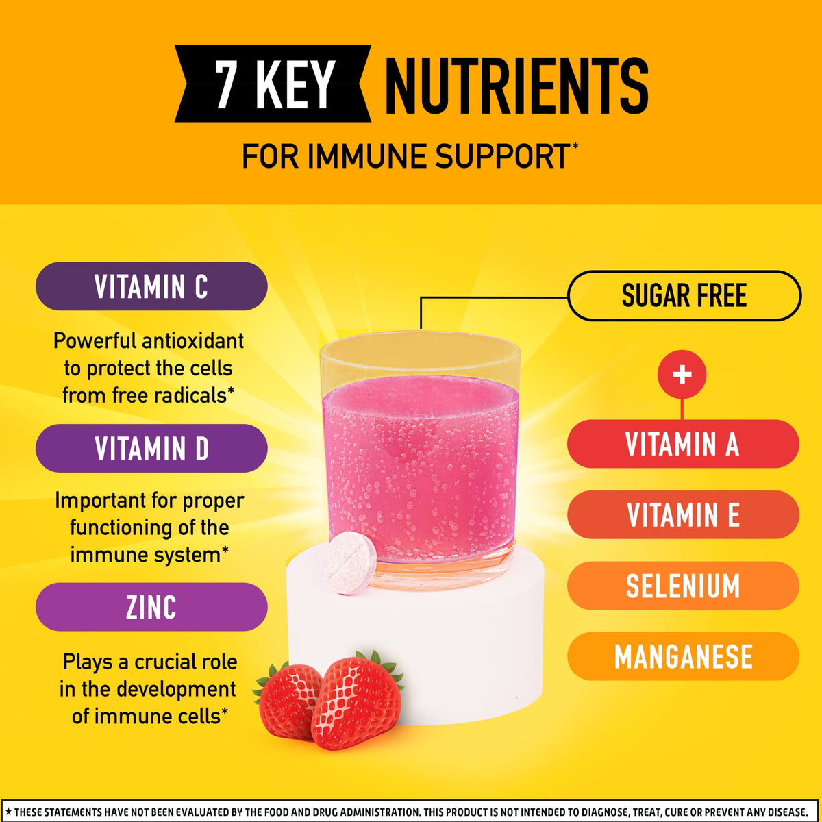 Airborne 1000mg Vitamin C Immune Support Multivitamin Effervescent Tablets, Very Berry Flavor, 10 ct