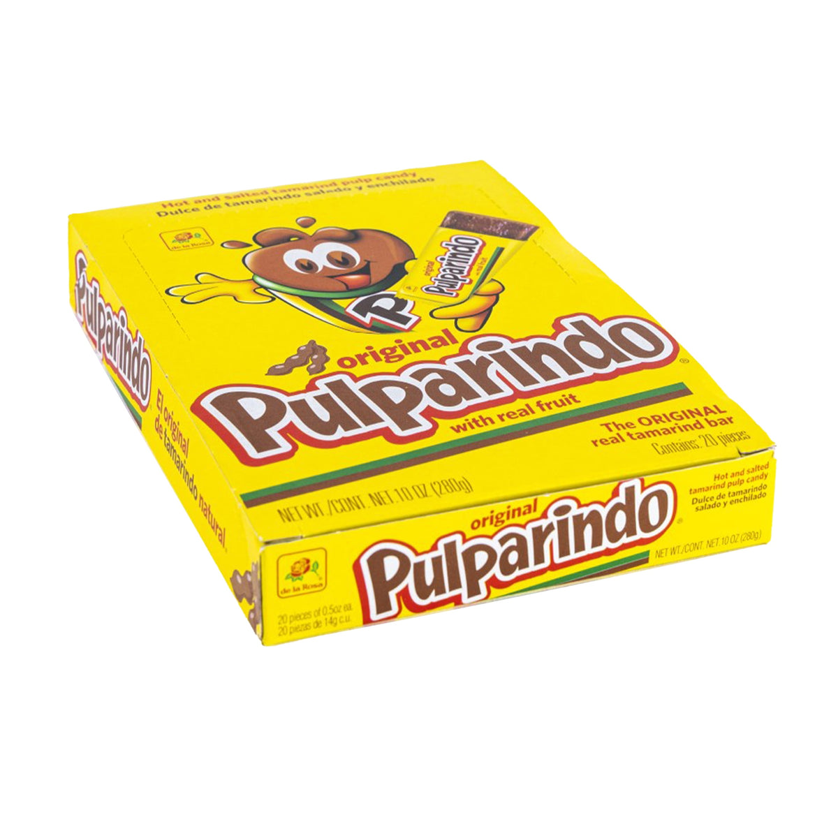 De La Rosa Pulparindo Tamarind Candy, Original Hot and Salted Mexican Candy, 20 Count
