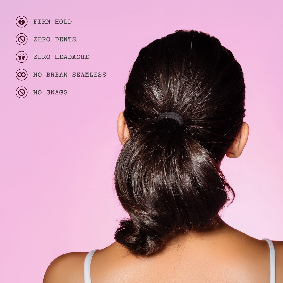 Gimme Beauty Seamless Hair Ties for Fine Hair, Ponytail Holder, Black, 12 Count