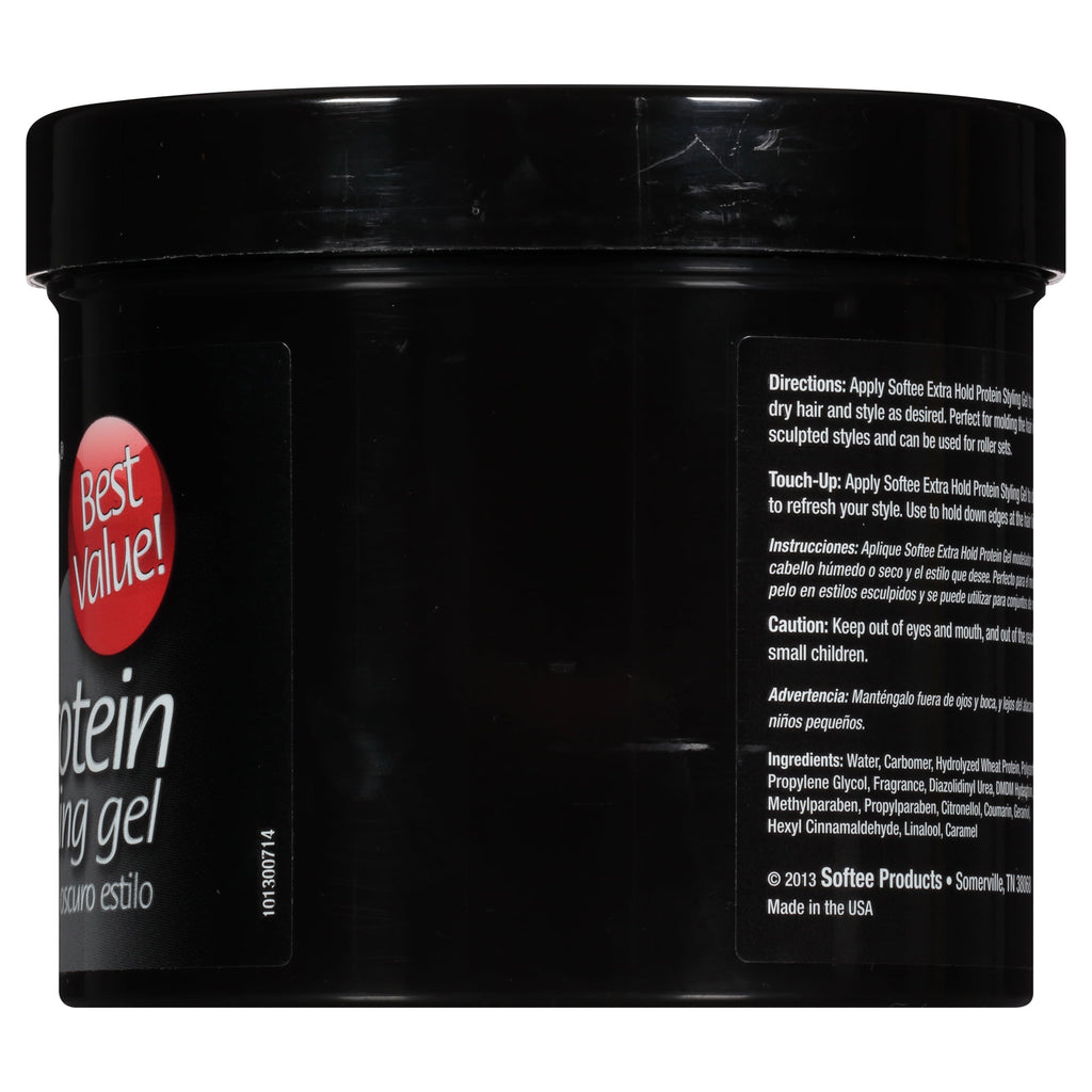 Softee Extra Hold Protein Styling Gel 32 oz. Jar, Frizz Control, Non-Flaking, Unisex
