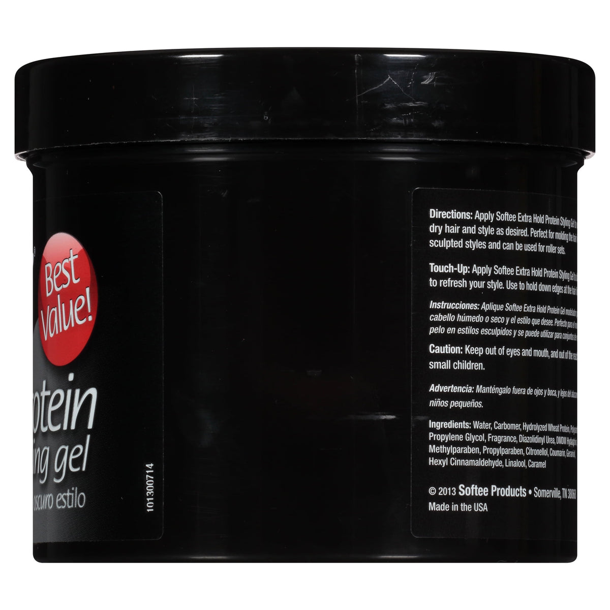 Softee Extra Hold Protein Styling Gel 32 oz. Jar, Frizz Control, Non-Flaking, Unisex