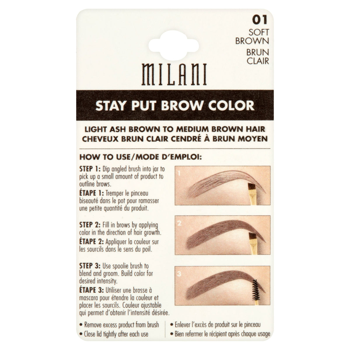 Milani Stay Put Brow Color, Soft Brown, 0.09 oz