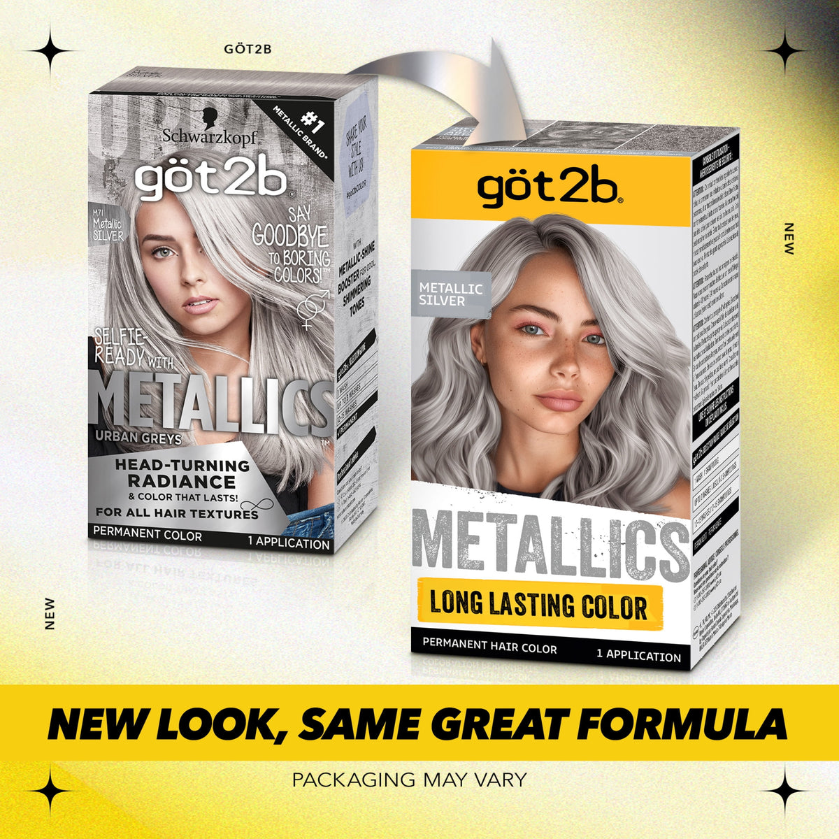got2b Metallics Permanent Hair Dye, M71 Metallics Silver, Hair Color for Women & Men, 1 Kit