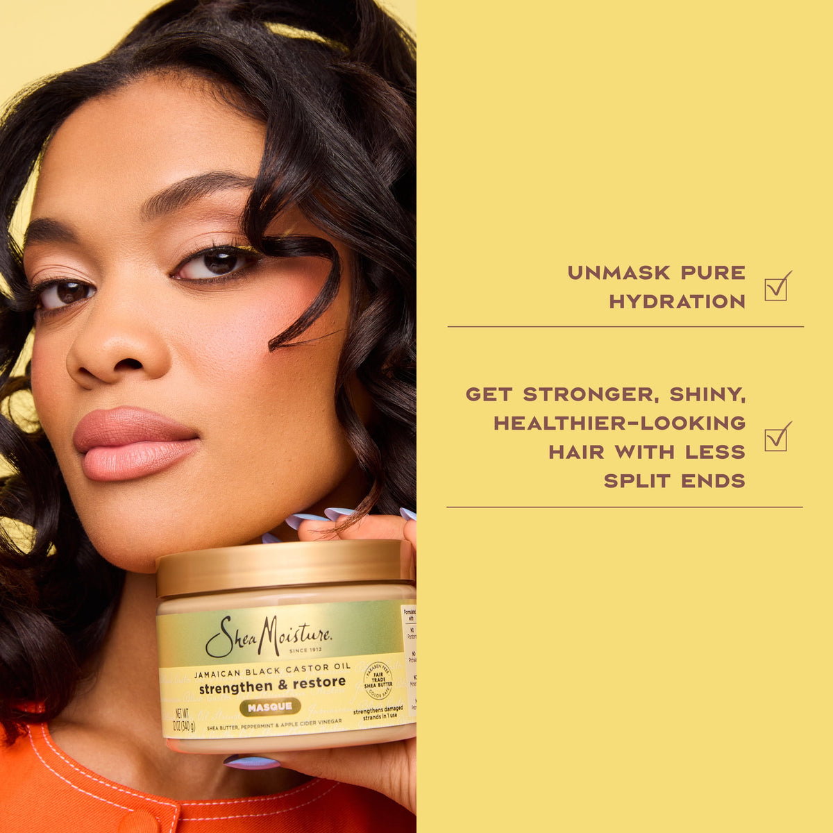 SheaMoisture Dry Hair Mask To Repair Damaged Hair & Smooth Split Ends, Jamaican Black Castor Oil Hair Mask For Dry Hair, 11.5 oz