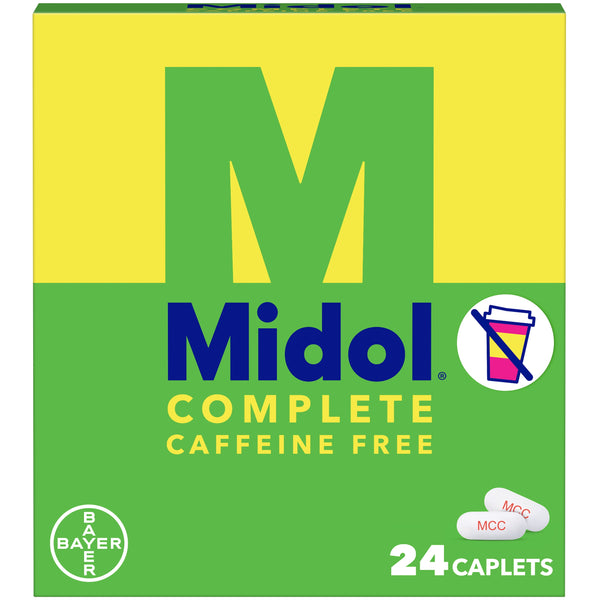 Midol Complete Caffeine Free Menstrual Pain Relief Caplets, 24 Count