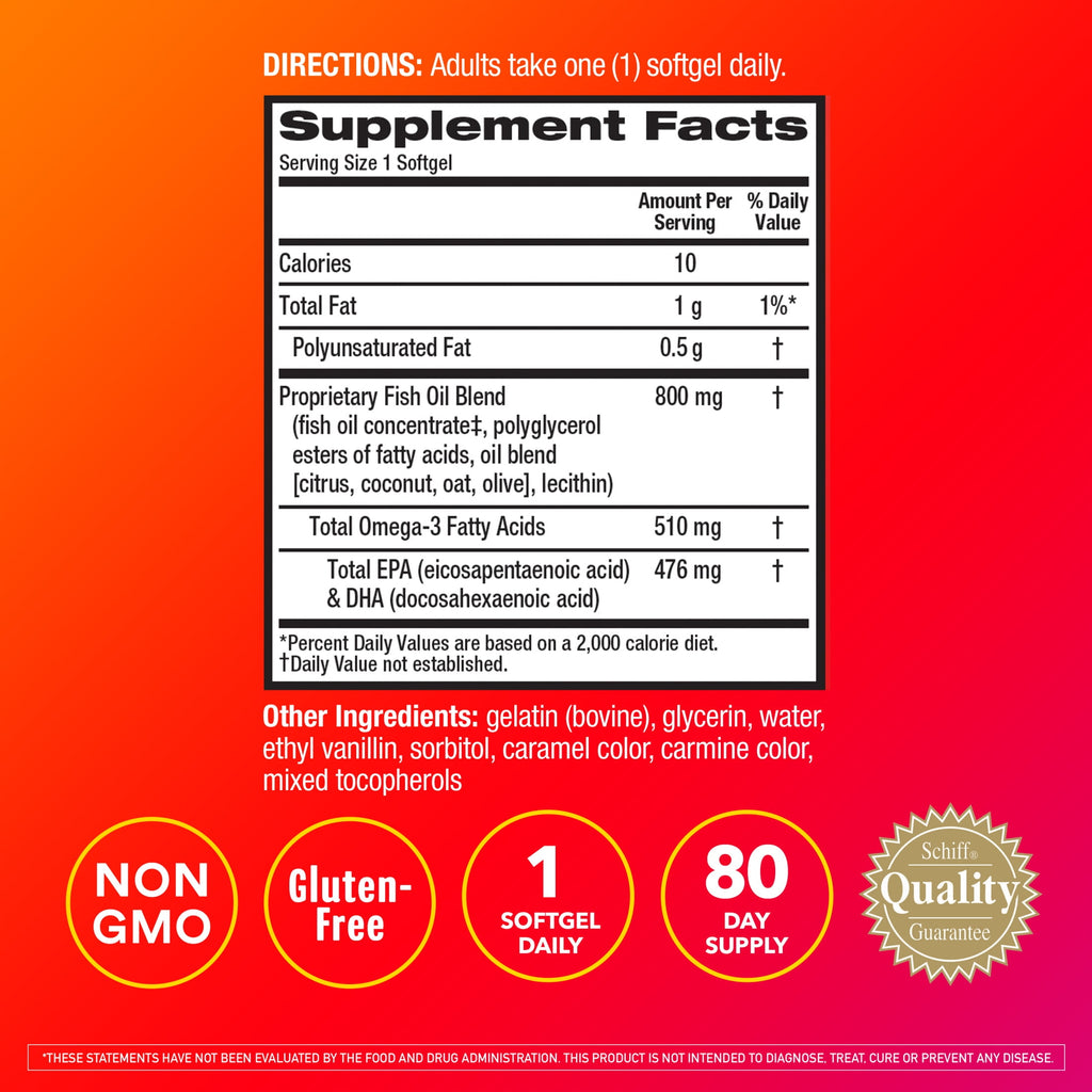 MegaRed Advanced 6x Better Absorption Omega-3 Fish Oil Softgels, 800 mg, 80 Ct