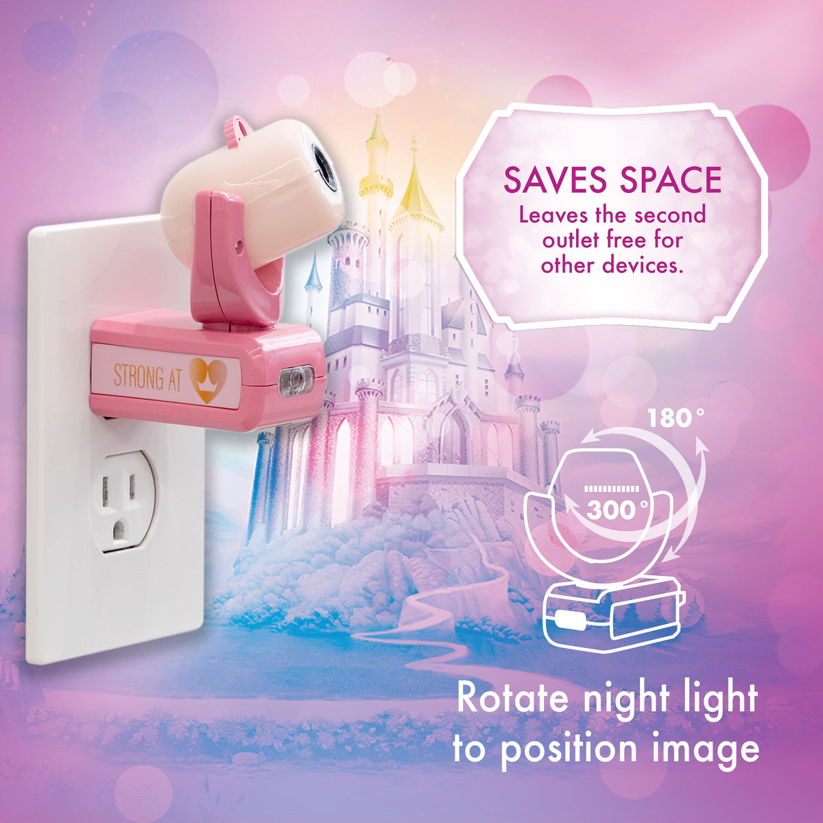 Projectables Disney Princesses 6-Image Plug-in LED Night Light, Light Sensing, 11738
