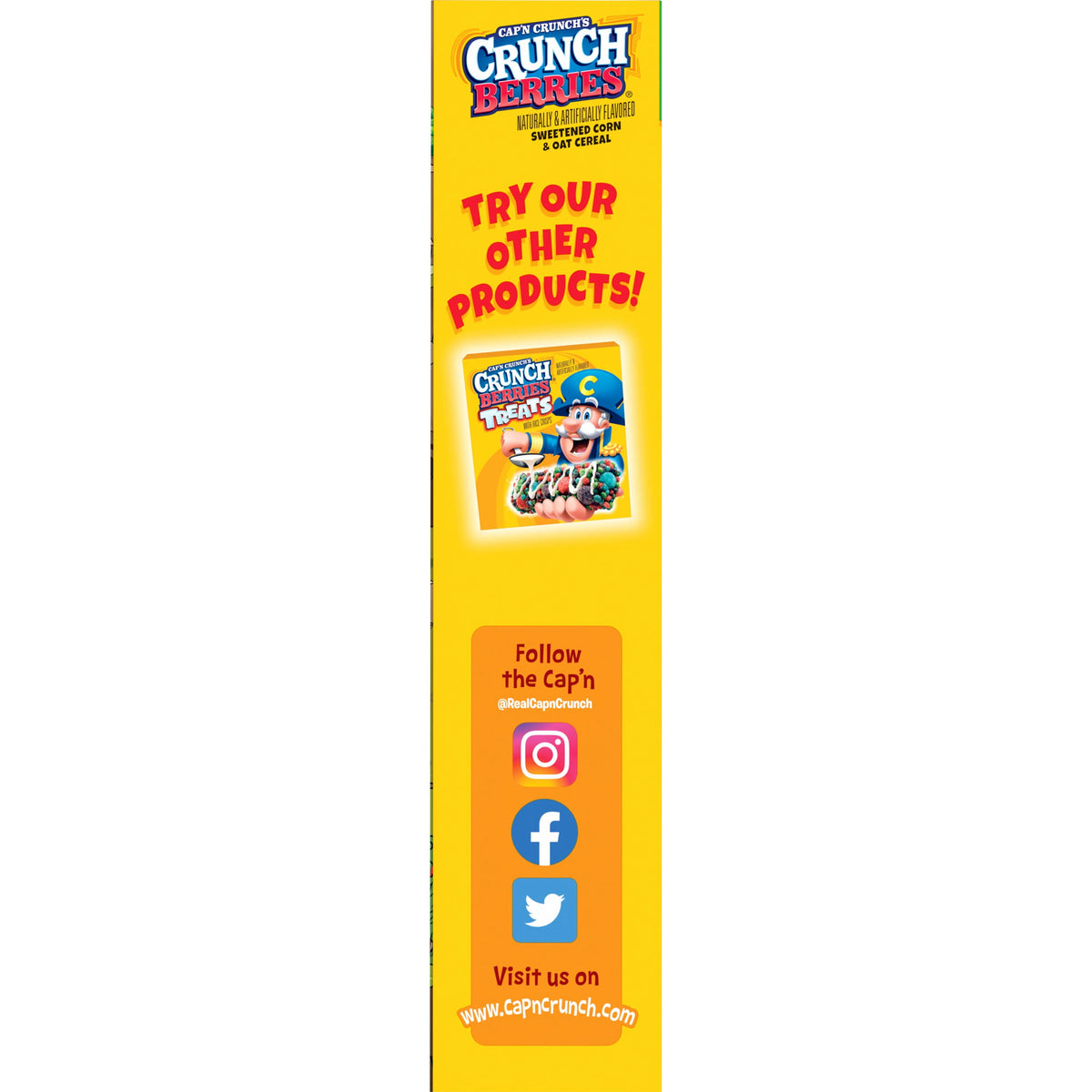 Cap'n Crunch Sweetened Corn & Oat Cereal Crunchy Berries Naturally & Artificially Flavored, 20.5 oz box