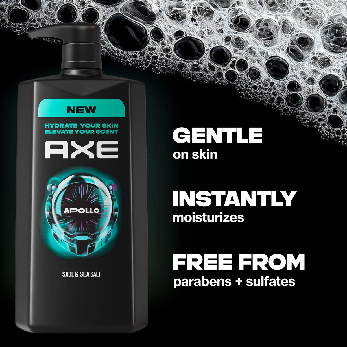 AXE Body Wash All-Day Fresh Shower Gel Apollo Sage & Cedarwood Men's Body Wash With Odor-Busting Prebiotics ,32 fl oz Pump
