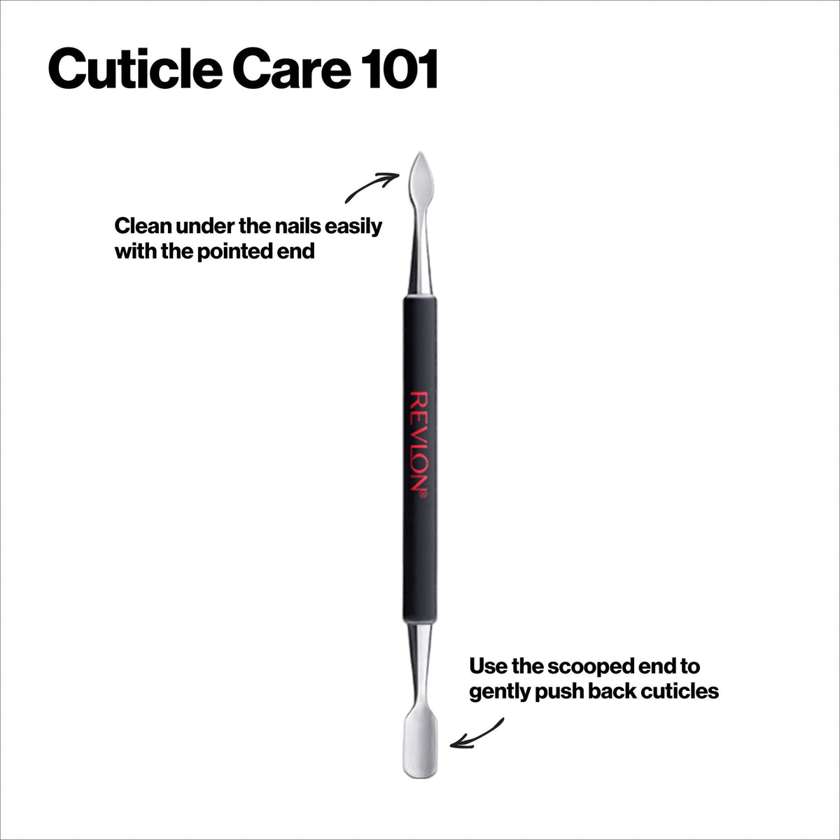 Revlon Cuticle Pusher and Nail Cleaner, Black