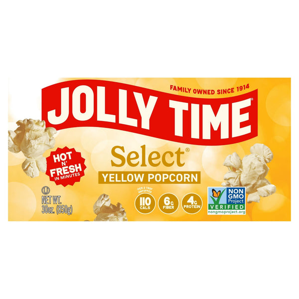 JOLLY TIME Select Premium Yellow Popcorn Kernels 30 oz. Gluten-Free, non-GMO, and Whole-Grain. Natural Popcorn Kernels