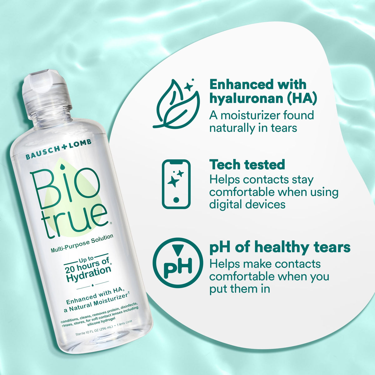 Biotrue Multi-Purpose Contact Lens Solution & Cleaner w/ Lens Case, 10 fl oz, 2 Pack