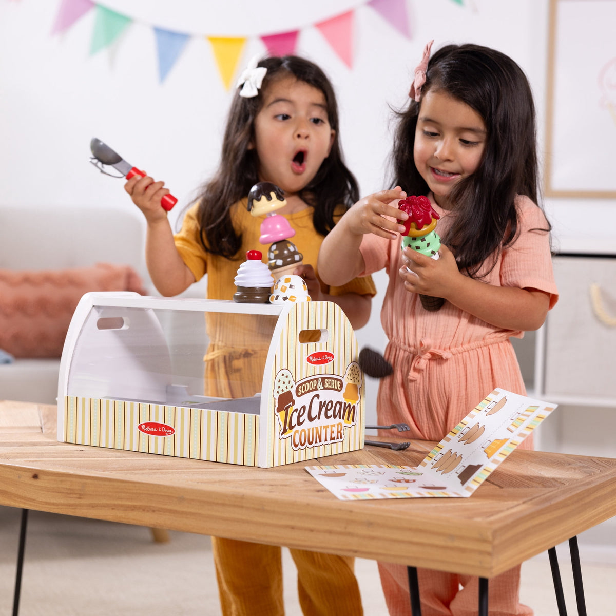 Melissa & Doug Wooden Scoop & Serve Ice Cream Counter Play Food Child Multicolor Wood 28 Piece