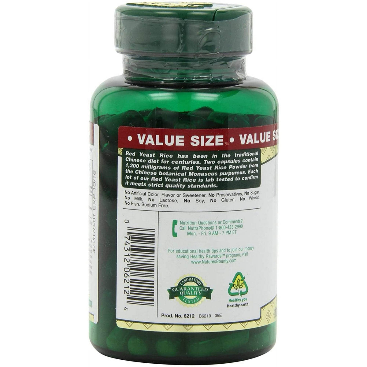 Nature's Bounty Red Yeast Rice, 600 mg, Capsules, 120 ea - OTC Shoppe Express