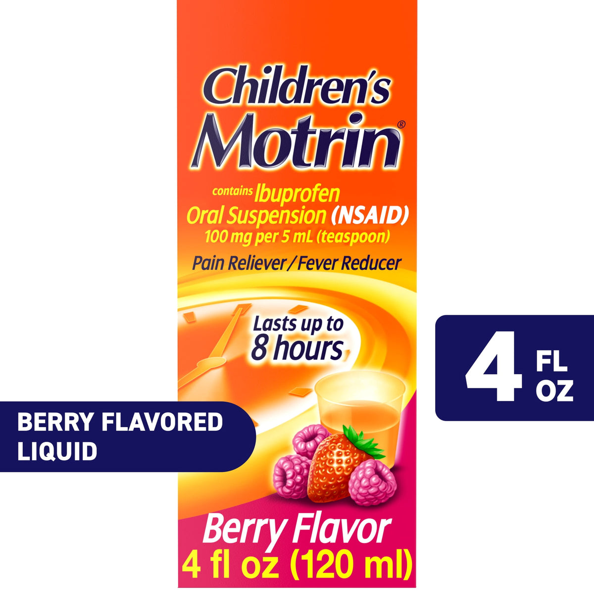 Children's Motrin Ibuprofen Kids Medicine, Berry Flavored, 4 fl. oz