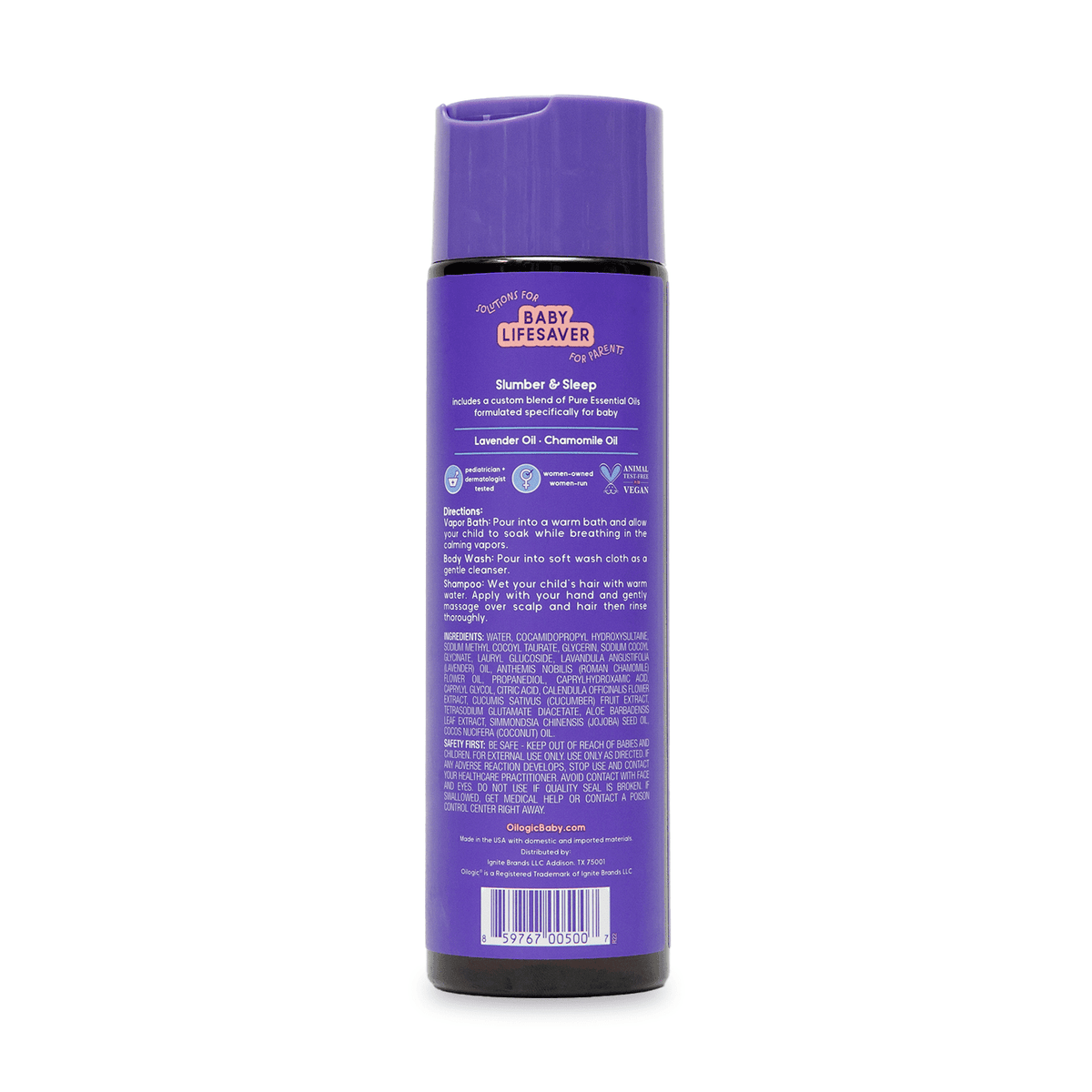 Oilogic 3 in 1 Slumber & Sleep Baby Safe Essential Oil Vapor Bath & Shampoo, 9 fl oz