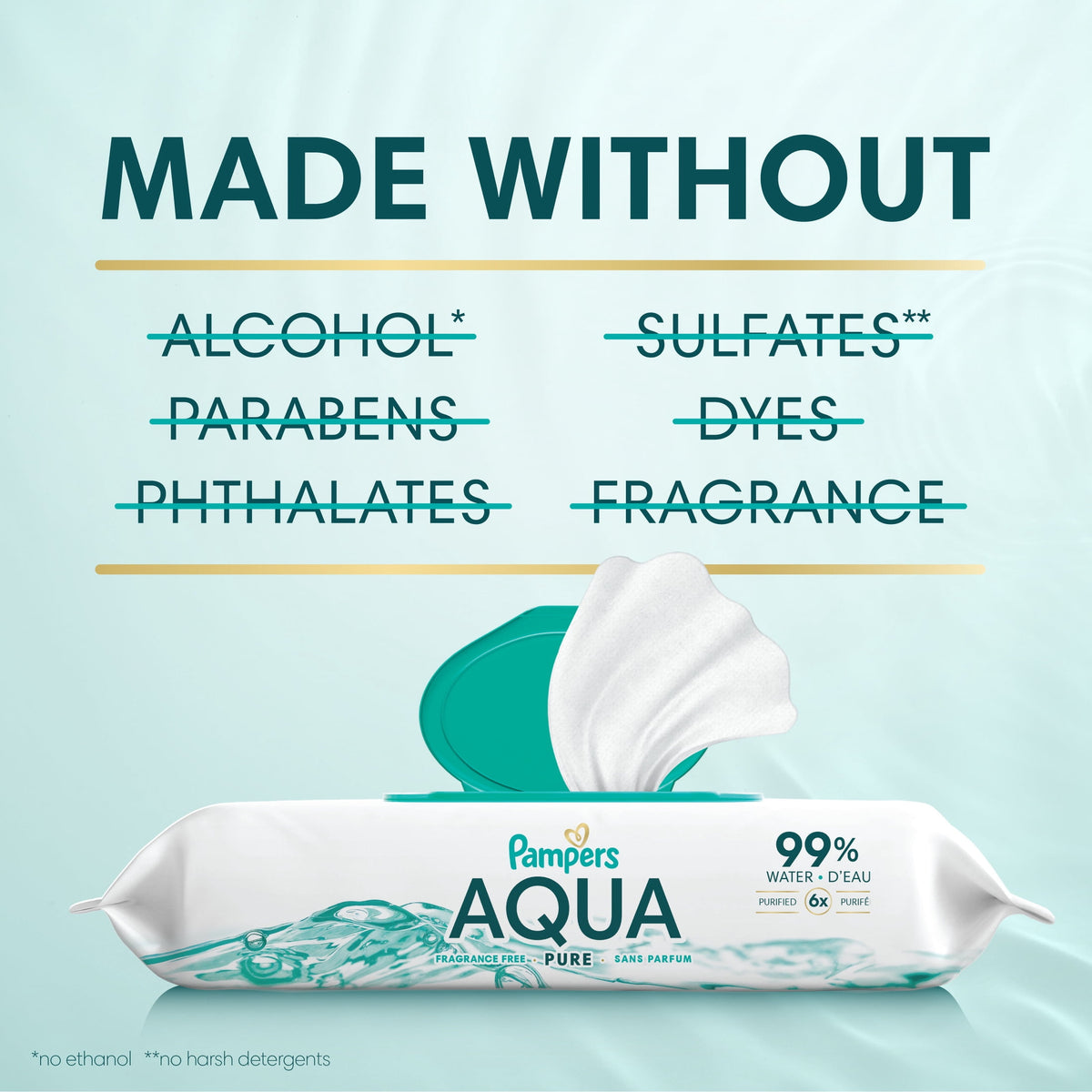 Pampers Aqua Pure Baby Wipes Unscented, 12-Pack, 672 Total Wipes (Select for More Options)