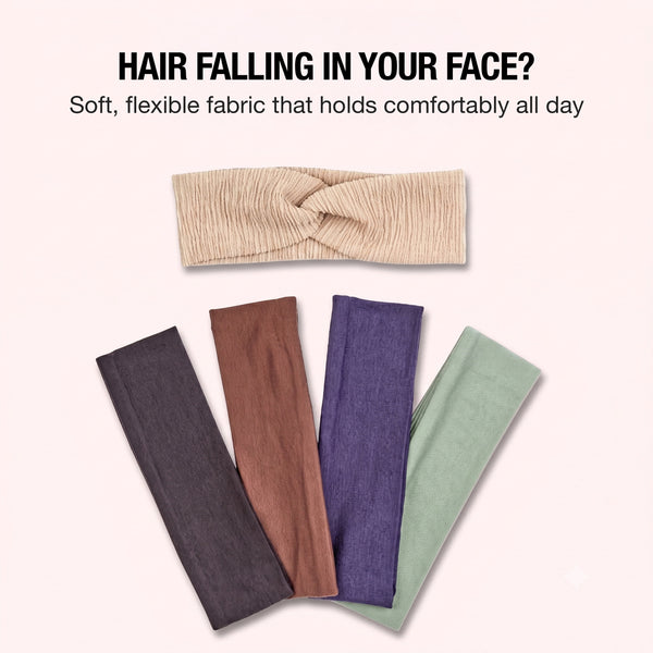 Scunci Headwrap Fabric Headband, Multicolor, 5 Count