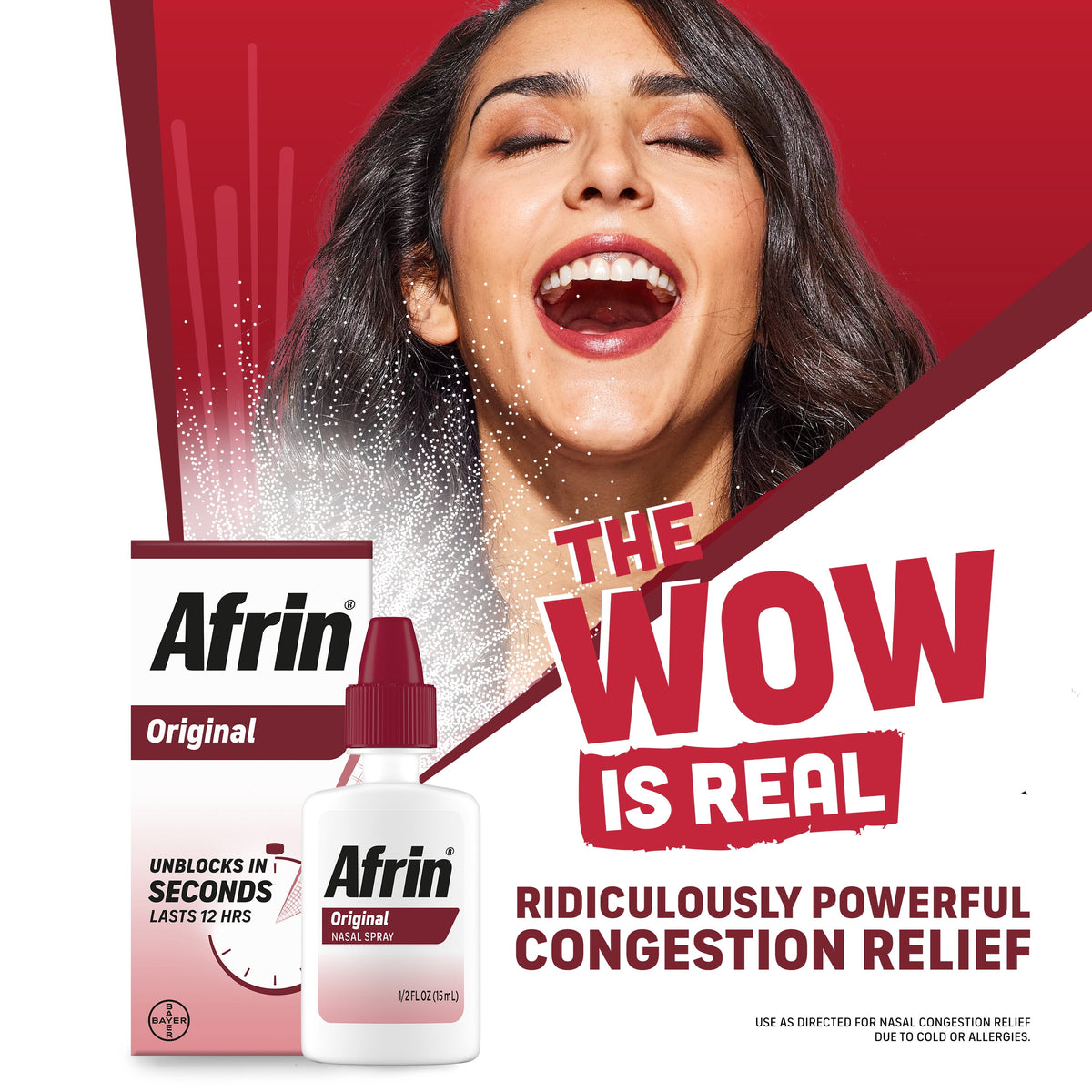 Afrin Original Nasal Spray, 12 Hour Congestion Relief 15 mL