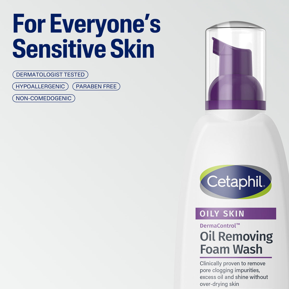 Cetaphil Derma Control Oil Removing Foam Wash for Oliy, Sensitive Skin, 8 fl oz