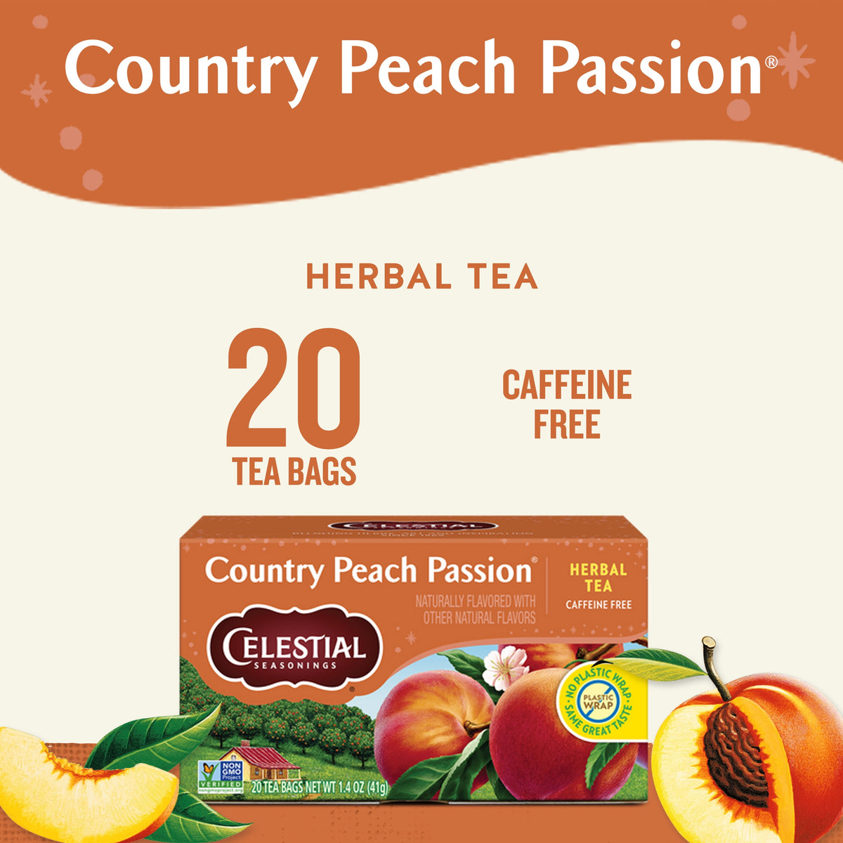 Celestial Seasonings Country Peach Passion Caffeine-Free Herbal Tea Bags (20 Count)