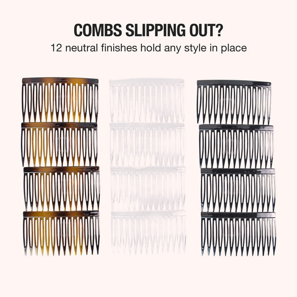 Scunci Plastic Side Hair Combs, Multicolor, 12 Count