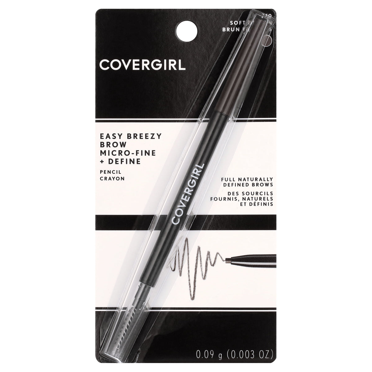 COVERGIRL Easy Breezy Brow Micro-Fine + Define Pencil, 710 Soft Brown, 0.003 oz