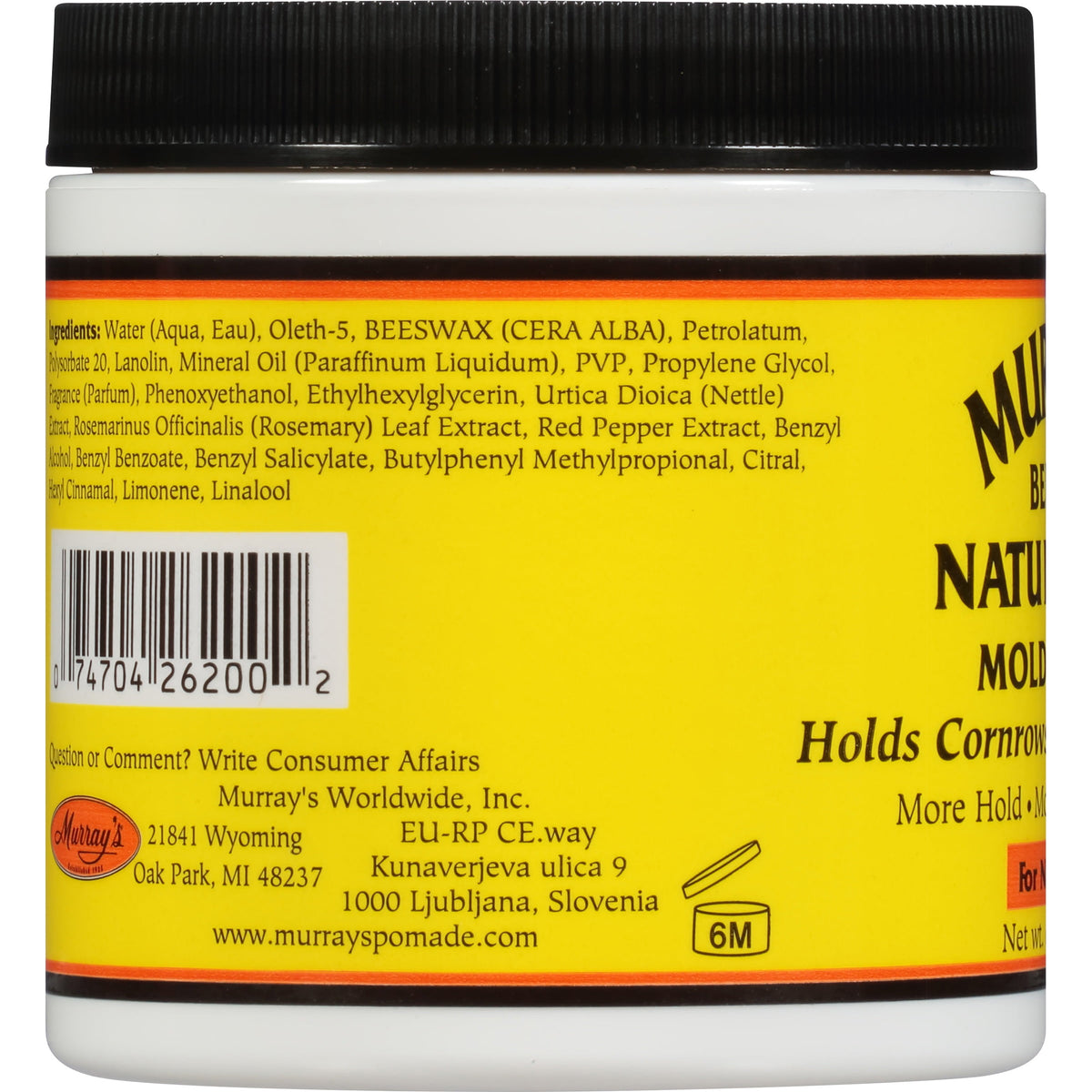 Murray's Beeswax Natural-Lock for Natural Styles Molding Paste, 6 oz., All Hair Types, Nourishing, Moisturizing